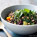 Home 12 장수 지역의 건강한 단백질 공급원 - **"Earth's Abundant Harvest: A Vibrant Plant-Powered Meal"**
A visually rich, high-definition ph...