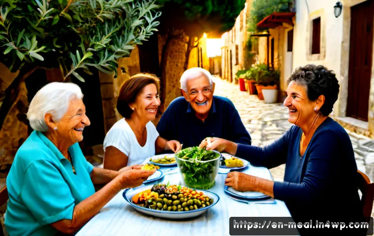 Home 17 장수 지역의 음식과 지역 사회의 연대감 - Photorealistic community dinner in a Mediterranean coastal village known for longevity, several gene...